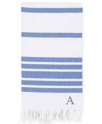 Linum Home - Personalized Herringbone Peshtemal Beach Towel - Royal Blue