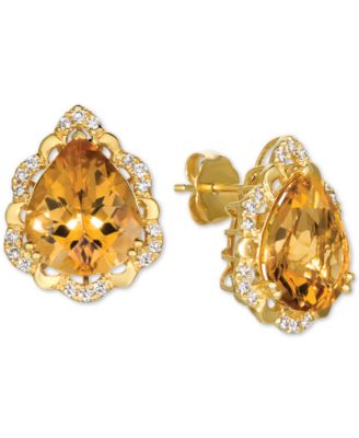 Le Vian - Cinnamon Citrine (6 ct. t.w.) & Nude Diamonds (1/4 ct. t.w.) Stud Earrings in 14k Gold