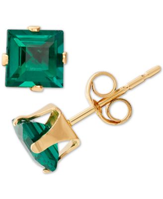 Macy's - Lab-Grown Emerald Stud Earrings (1 ct. t.w.) in 14k Gold