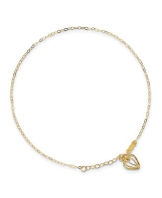 Macy's - Oval Link Open Heart Anklet in 14k Yellow Gold