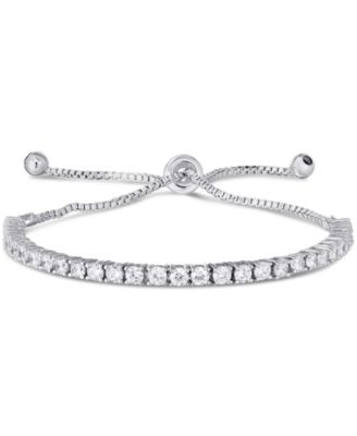 Macy's - Cubic Zirconia Tennis Adjustable Slider Bolo Bracelet in Fine Silver Plate
