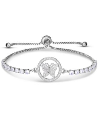 Macy's - Cubic Zirconia Butterfly Adjustable Slider Bolo Bracelet in Fine Silver Plate