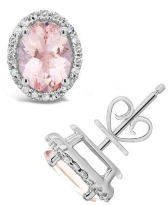 Macy's - Morganite (2-1/10 ct. t.w.) and Diamond (1/5 ct. t.w.) Stud Earrings in Sterling Silver