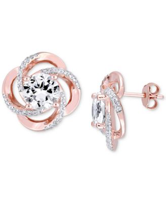 Macy's - White Topaz Floral Swirl Stud Earrings (5-1/7 ct. t.w.) in 18k Rose Gold-Plated Sterling Silver