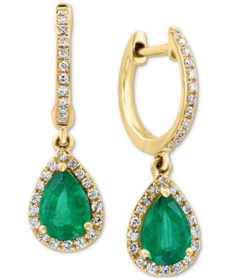 EFFY Collection - Emerald (1-1/6 ct. t.w.) & Diamond (1/4 ct. t.w.) Drop Earrings in 14k Gold