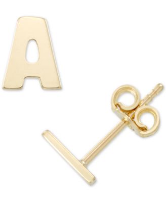 Macy's - Initial Stud Earrings in 10k Gold