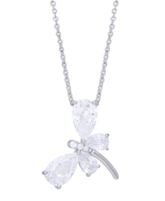Macy's - Cubic Zirconia Dragonfly Pendant 18" Necklace in Fine Silver Plate