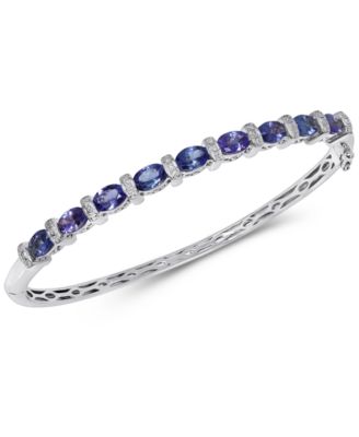 Macy's - Tanzanite (4 ct. t.w.) & Diamond (1/10 ct. t.w.) Bangle Bracelet in Sterling Silver