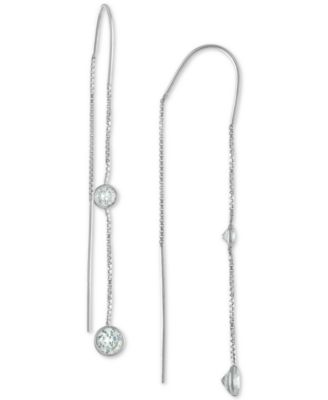 Giani Bernini - Cubic Zirconia Bezel Threader Earrings in Sterling Silver