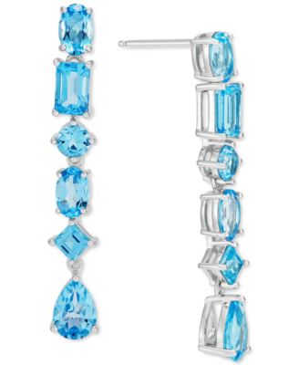 Macy's - Swiss Blue Topaz Drop Earrings (6-1/5 ct. t.w.) in Sterling Silver (Also in Citrine)