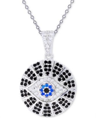 Macy's - Cubic Zirconia Evil Eye 18" Pendant Necklace in Sterling Silver