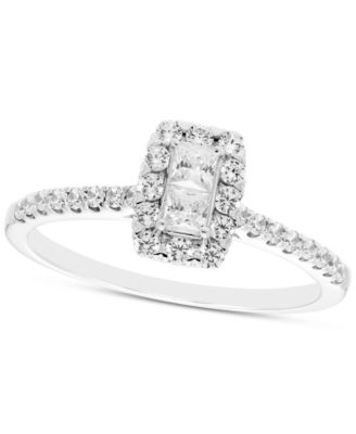 Macy's - Diamond Princess Halo Engagement Ring (1/2 ct. t.w.) in 14k White Gold