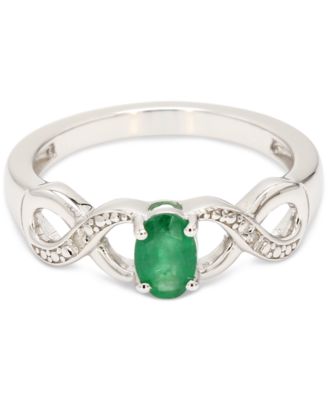 Macy's - Emerald (1/2 ct. t.w.) & Diamond Accent Twist Ring in Sterling Silver
