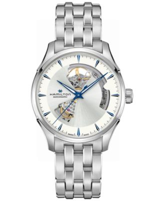 Hamilton - Men's Automatic Jazzmaster Open Heart Silver-Tone Stainless Steel Bracelet Watch 40mm