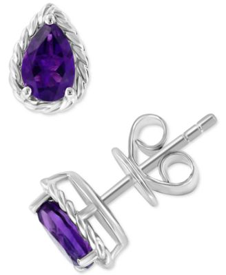 EFFY Collection - Amethyst Pear Rope-Framed Stud Earrings (7/8 ct. t.w.) in Sterling Silver