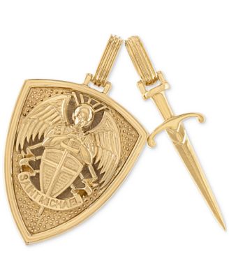 Esquire Men's Jewelry - 2-Pc. Set Saint Michael Shield & Sword Amulet Pendants in 14k Gold-Plated Sterling Silver
