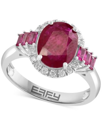 EFFY Collection - Limited Edition Ruby (3-1/20 ct. t.w.) & Diamond (1/5 ct. t.w.) Ring in 14k White Gold