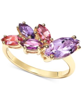 Macy's - Multi-Gemstone Marquise Cluster Ring (1-3/4 ct. t.w.) in 14k Gold-Plated Sterling Silver
