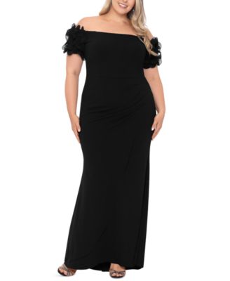 XSCAPE - Plus Size Off-The-Shoulder Scuba-Crepe Gown