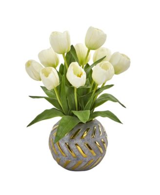 Nearly Natural - Tulip Artificial Arrangement in Decorative Vase