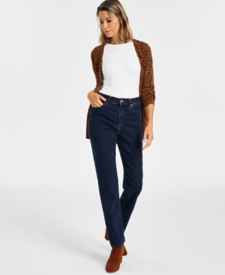 Style & Co - Petite High-Rise Natural Straight-Leg Jeans