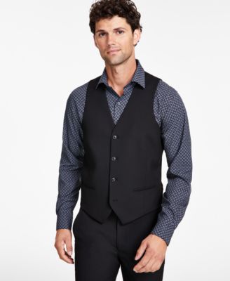 Alfani - Men's Slim-Fit Stretch Navy Blue Solid Suit Vest