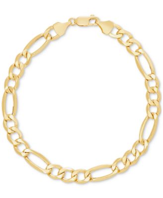 Italian Gold - Men's Figaro Chain Bracelet in Italian 10k Gold
