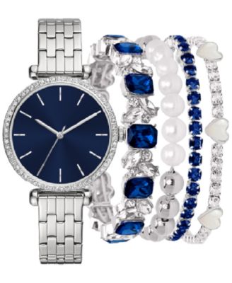 Jessica Carlyle - Women's Silver-Tone Bracelet Watch 33mm Gift Set