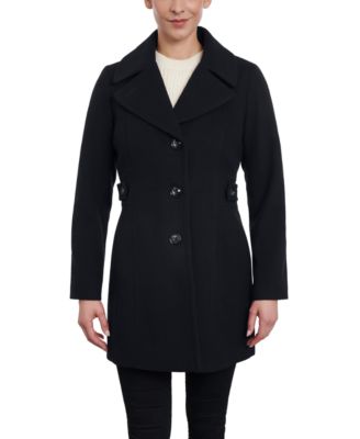 Anne Klein - Petite Single-Breasted Notched-Collar Peacoat