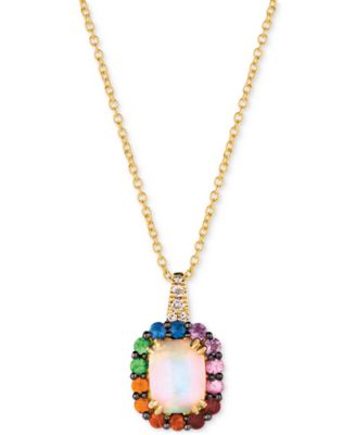 Le Vian - Multi-Gemstone (1-5/8 ct. t.w.) & Nude Diamond (1/20 ct. t.w.) Rainbow Halo 18" Pendant Necklace in 14k Gold