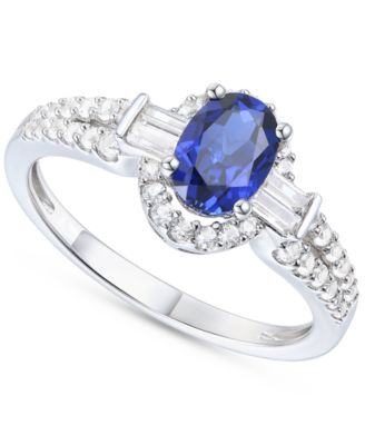 Macy's - Lab-Grown Blue Sapphire (3/4 ct. t.w.) & Lab-Grown White Sapphire (1/20 ct. t.w.) in Sterling Silver