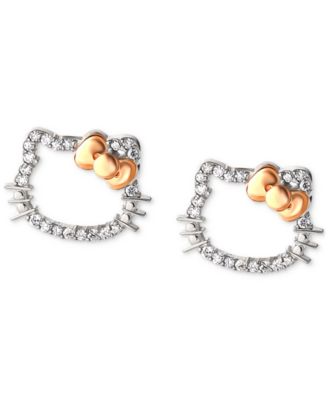 Macy's - Hello Kitty Diamond Silhouette Stud Earrings (1/8 ct. t.w.) in 10k White & Rose Gold