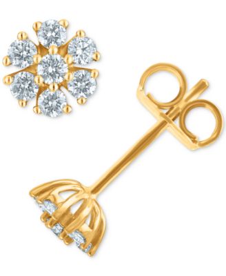Macy's - Diamond Starburst Cluster Stud Earrings (1/4 ct. t.w.) in 14k Gold