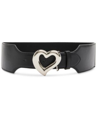 Steve Madden - Women's Heart Buckle Stretch Faux-Leather Belt