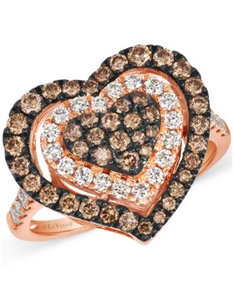 Le Vian - GODIVA x  Chocolate Diamond & Nude Diamond Heart Halo Cluster Ring (1-1/4 ct. t.w.) in 14k Rose Gold