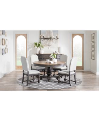 Furniture - Mandeville 5 Pc. Dining Set (Round Table & 4 Upholstered Chairs)