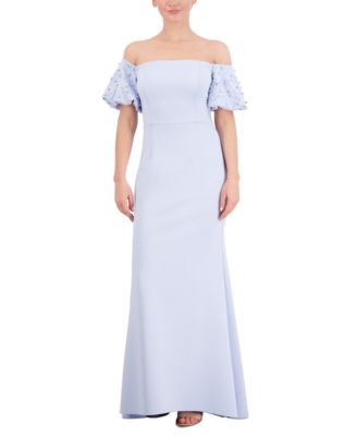 Eliza J - Women's Off-The-Shoulder Pearl Puff-Sleeve Gown