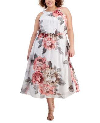 Robbie Bee - Plus Size Printed U-Neck Sleeveless Dress