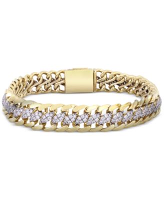 Macy's - Men's Diamond Curb Link Chain Bracelet (5 ct. t.w.) in 10k Gold