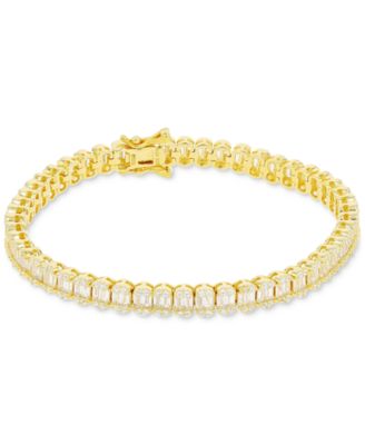 Macy's - Cubic Zirconia Round & Baguette Mini Clusters Tennis Bracelet in 14k Gold-Plated Sterling Silver