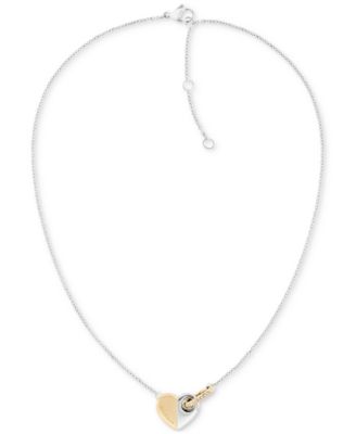 Tommy Hilfiger - Two-Tone Stainless Steel Pav&eacute; Ring & Heart Pendant Necklace, 16" + 2" extender