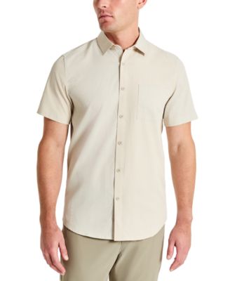 Kenneth Cole - Men's Slim Fit Short-Sleeve Mixed Media Sport Shirt