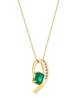 EFFY Collection - Emerald (1-3/8 ct. t.w.) & Diamond (1/5 ct. t.w.) Pendant Necklace in 14k Gold