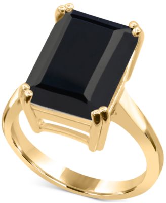 Macy's - Black Onyx Emerald-Cut Statement Ring in 14k Gold-Plated Sterling Silver (Also in White Quartz)