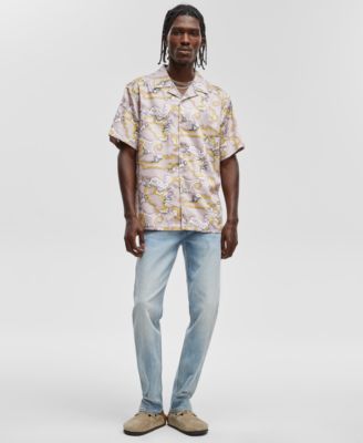 Mode of One - Men's Relaxed-Fit Printed Button-Down Camp Shirt