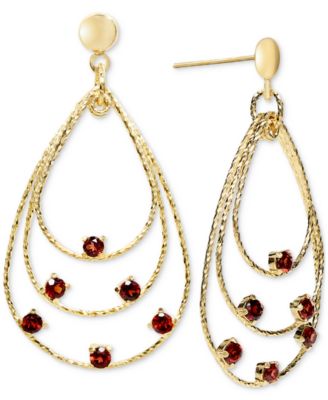 Macy's - Rhodolite Garnet Triple Teardrop Drop Earrings (1-3/4 ct. t.w.) in 14k Gold over Sterling Silver