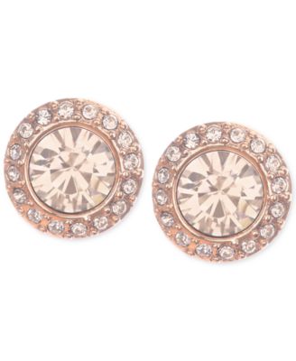 Givenchy - Rose Gold-Tone Pav&eacute; Button Stud Earrings