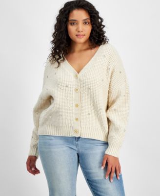 And Now This - Trendy Plus Size Embellished Cardigan