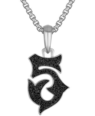 Bulova - Men's Black Diamond Number 5 Pendant Necklace (0.30 ct. t.w.) in Sterling Silver-Plate, 24" + 2" extender, BVP1054-WSAA