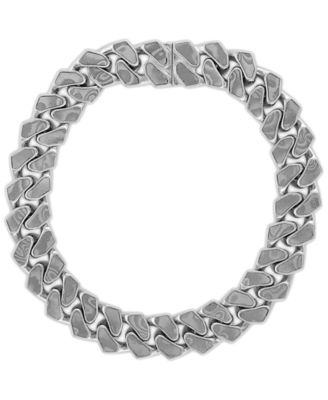 Bulova - Men's Wide Width Link Chain Bracelet in Sterling Silver-Plate, BVB1157-WMMNA